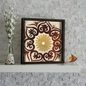 Image of KZM435 Brown Beige Orange Yellow Decorative Framed MDF Painting