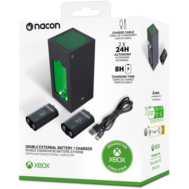 Image of Nacon External Battery Charger for Xbox Controllers Charging and Cables Mint Black 92677572000