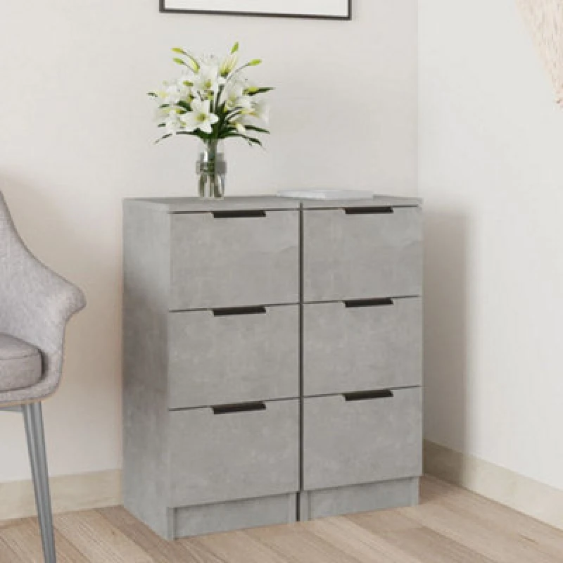 Image of VIDAXL Sideboards 2 pcs Concrete Grey 30x30x70cm Engineered Wood Vidaxl 8720287078746