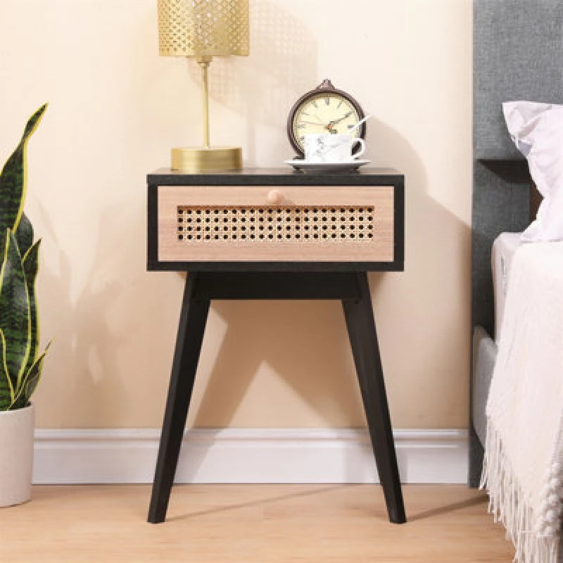 Image of Furniturehmd Ratten 3-Color Bedside Table With One Drawer,solid Pine Wood Leg,storage Nightstand,sofa Side Table