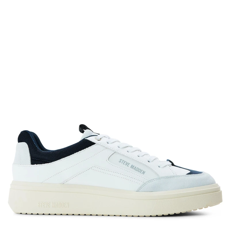 Image of Steve Madden Mens Orlando Low-Top Trainers White/Navy male 7 (41)