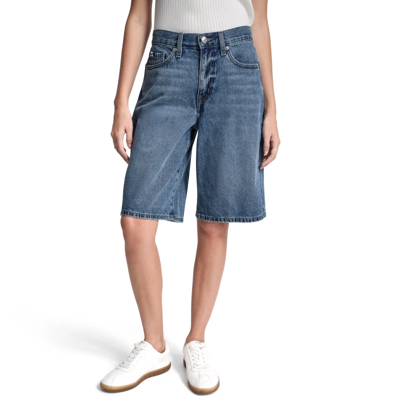 Image of DKNY Jeans Mid Rise Relaxed Bermuda Denim Short Crown Street female 26W