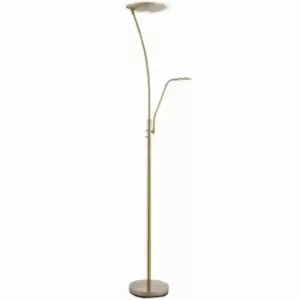 Image of Floor Lamp Light Antique Brass & Frosted Plastic 18W LED & 6W LED