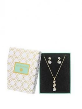 Image of Jon Richard Gold Crystal Twist Pendant and Earring Set