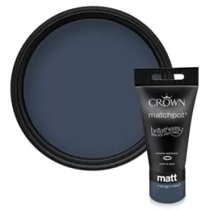 Image of Crown Feature Wall Breatheasy Midnight Navy - Matt Paint - 40ml Tester