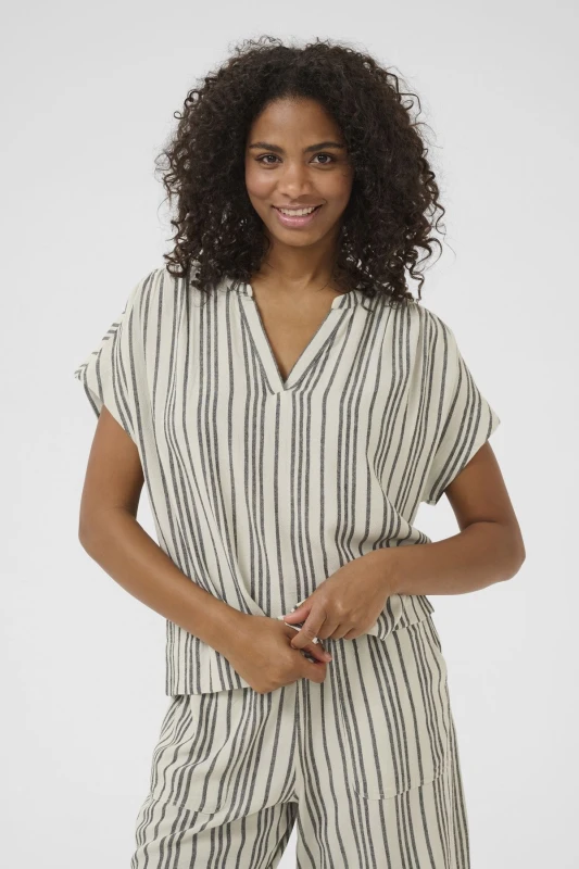 Image of Kaffe Womens KAmilia Wing Short Sleeve Blouse in Off-White Size: 12 Off-White Female 12