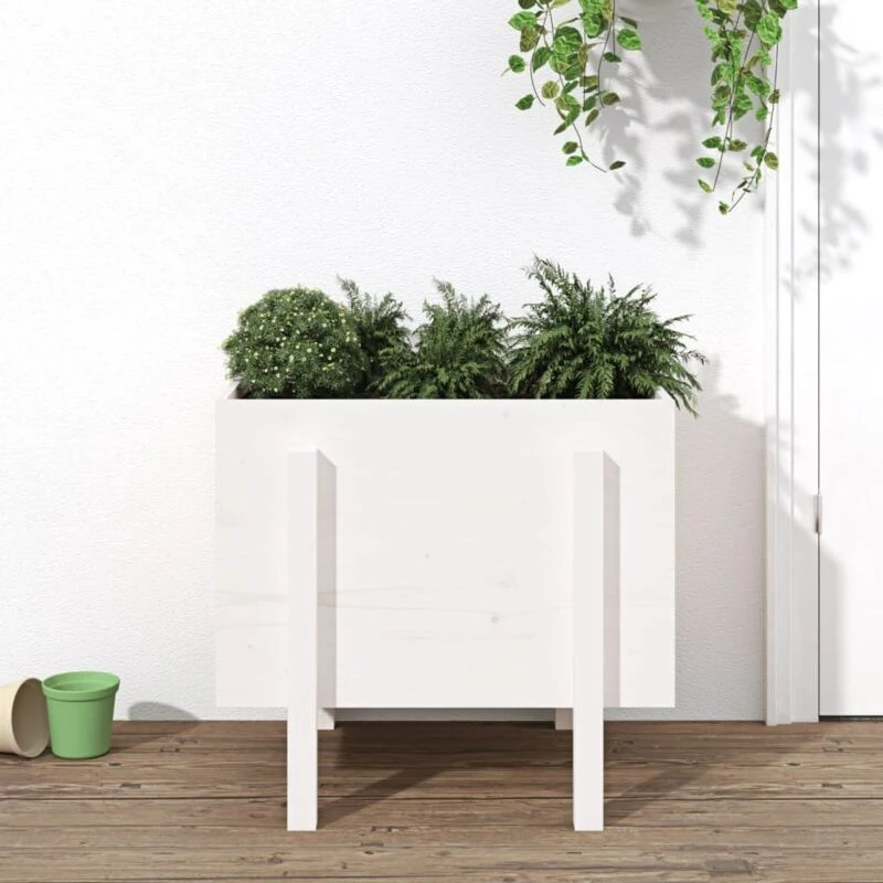 Image of vidaXL Garden Planter White 62x50x57cm Solid Wood Pine, White 825206