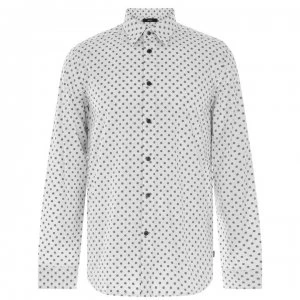 Image of Diesel Long Sleeve Micro Print Shirt - 100 White