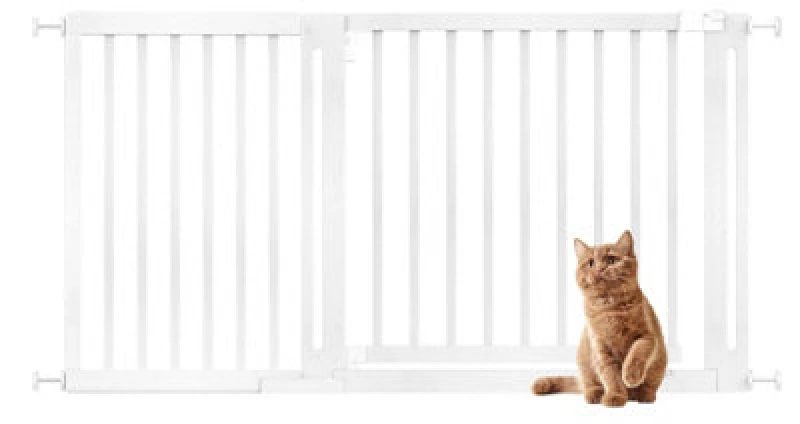 Image of Bettacare Wooden Elegance Dog Gate, White, 145Cm - 153Cm, Pressure Fit Pet Gate, 73Cm Extra Wide Doorway, Easy Installation