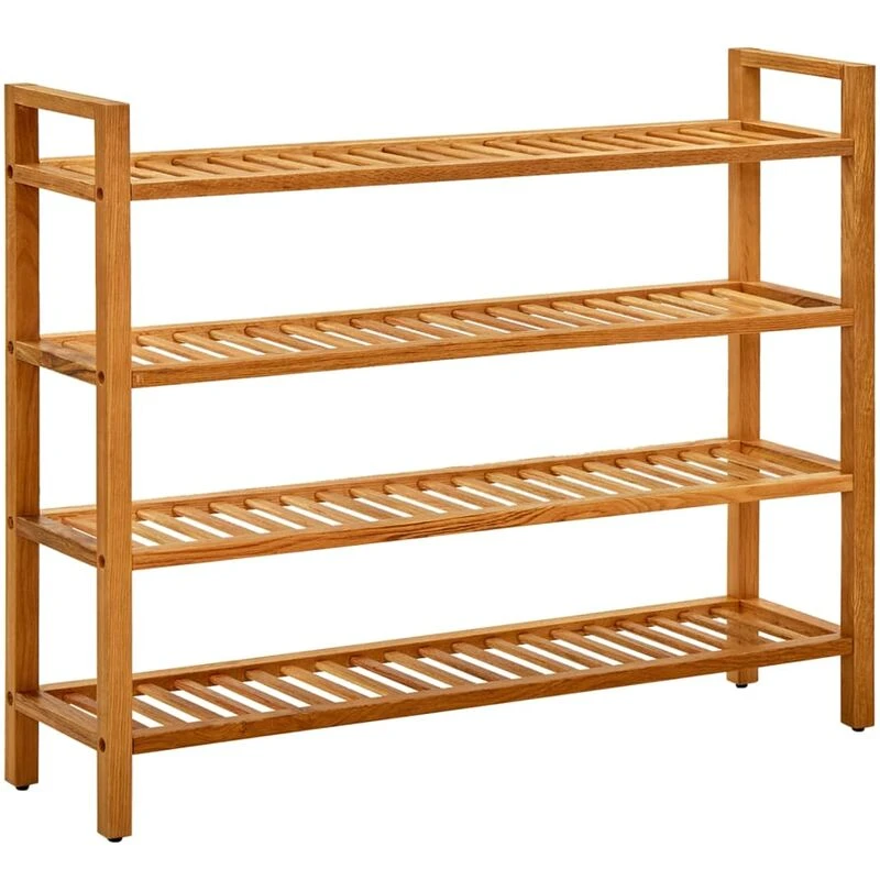 Image of VIDAXL Shoe Rack with 4 Shelves 100x27x80cm Solid Oak Wood Vidaxl 8720286543139