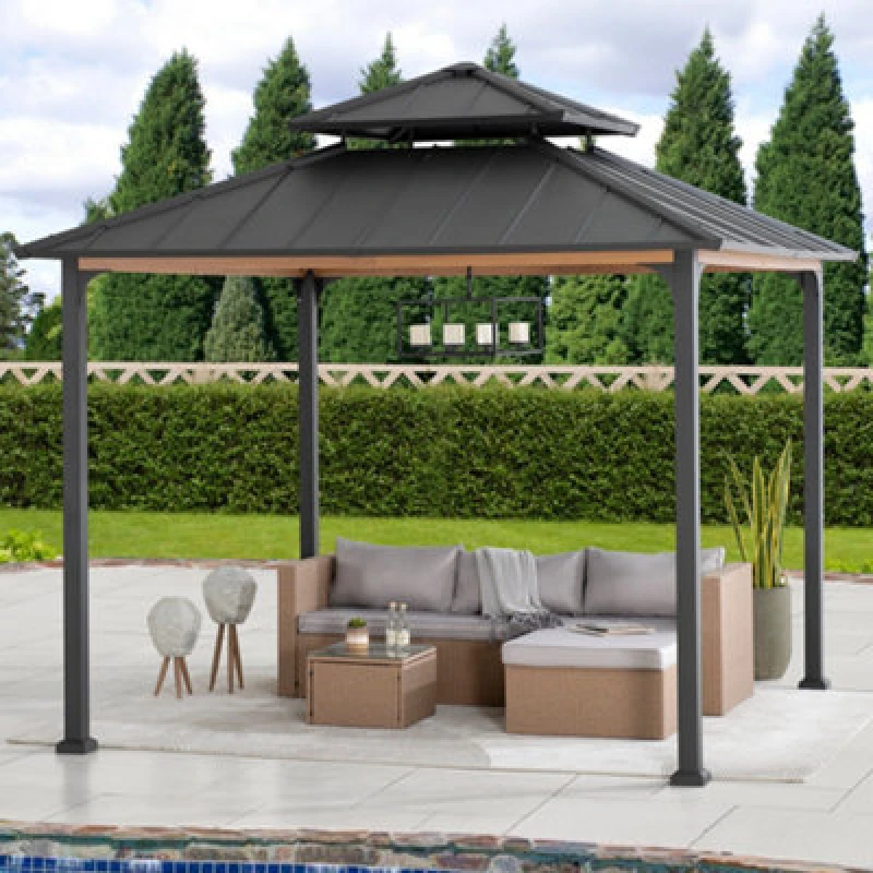 Image of Sunjoy Outdoor Steel Gazebo Pasu - 300Cm X 300Cm, Anthracite
