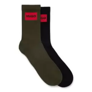 Image of Hugo 2 Pack Logo Label Crew Socks - Green