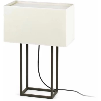 Image of Faro Vesper - 2 Light Table Lamp Brown with Beige Shade, E27