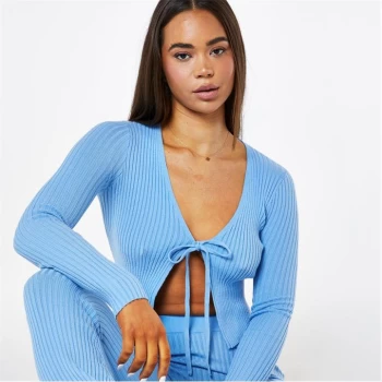 Image of Jack Wills Ribbed Tie Up Cardigan - Blue