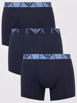 Image of Emporio Armani Bodywear Mens Bold Monogram 3 Pack Boxer Shorts - Navy, Size L, Men