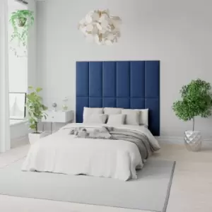 Image of Aspire Easymount Wall Mounted Upholstered Panels Modular Diy Headboard In Plush Velvet Fabric Navy (pack Of 2)