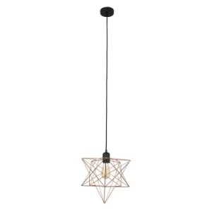 Image of Casco Matt Black Pendant with Copper Sadira Shade