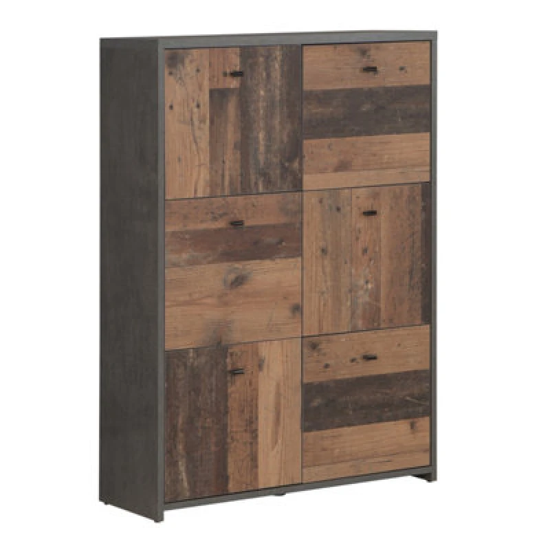 Image of Furniture To Go Best Chest Storage Cabinet With 6 Doors In Concrete Optic Dark Grey/old - Wood Vintage