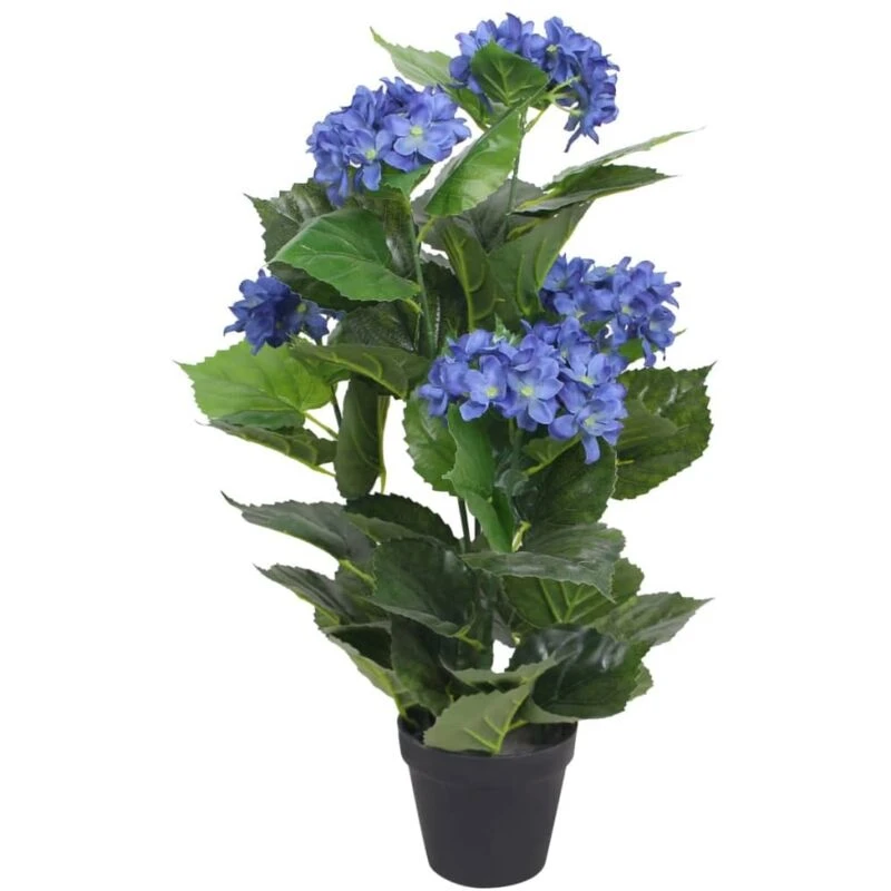 Image of vidaXL Artificial Hydrangea Plant with Pot 60cm Blue Realistic Fake Lifelike