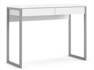 Image of Furniture To Go Function Plus White High Gloss 2 Drawer Desk Flat Packed