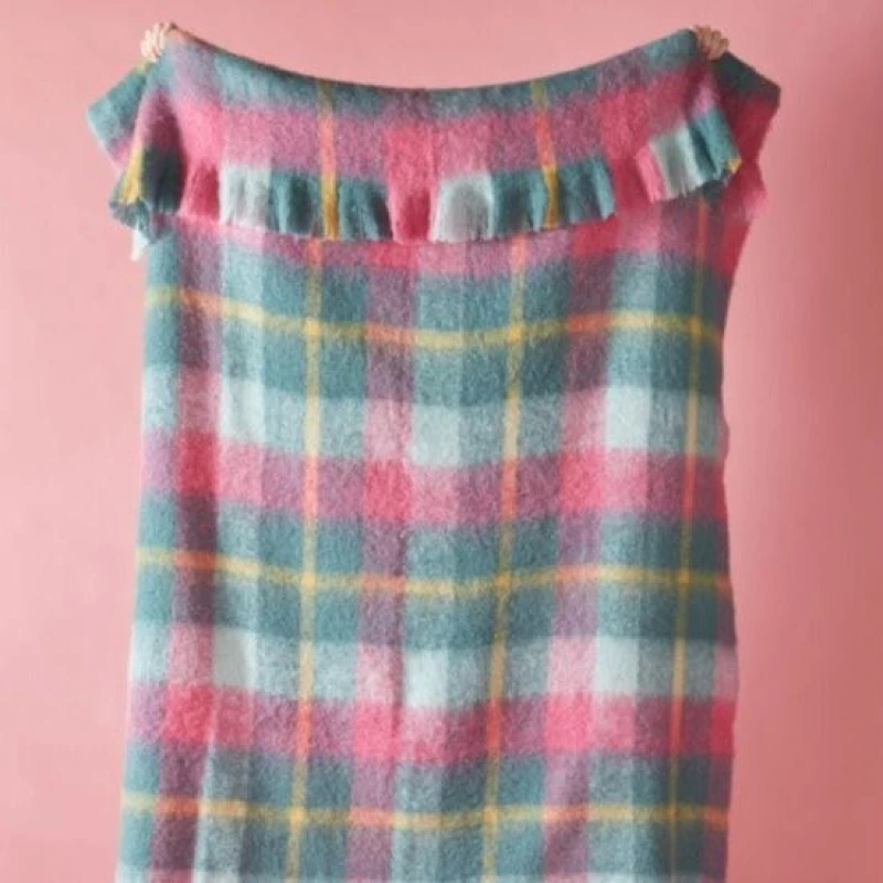 Image of Bluebellgray Highland Check 130cm x 170cm Throw Teal Pink