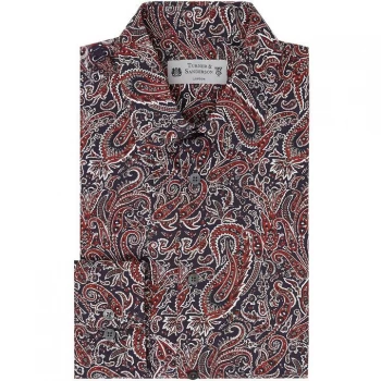 Image of Turner and Sanderson Snowdonia Animal Paisley Printed Shirt - Navy
