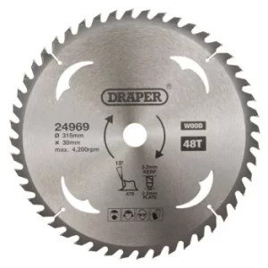 Image of Draper TCT Circular Saw Blade for Wood, 315 x 30mm, 48T