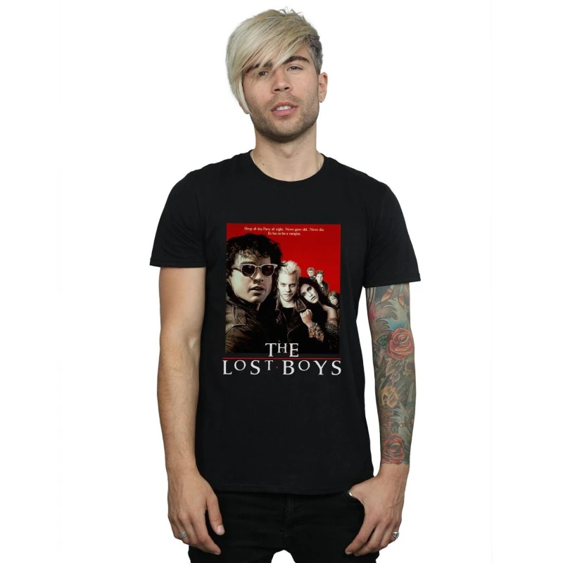 Image of The Lost Boys The Lost Boys Men Red Poster T-Shirt in Black Size: Small Black S Male 5059114453214
