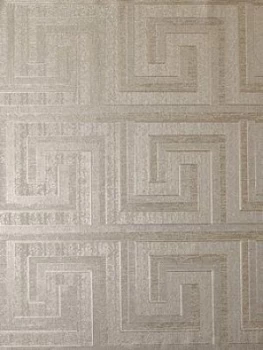 Image of Arthouse Greek Key Foil Wallpaper ; Champagne