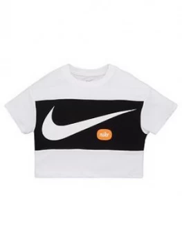 Image of Nike Younger Girls Cropped Training T-Shirt - White