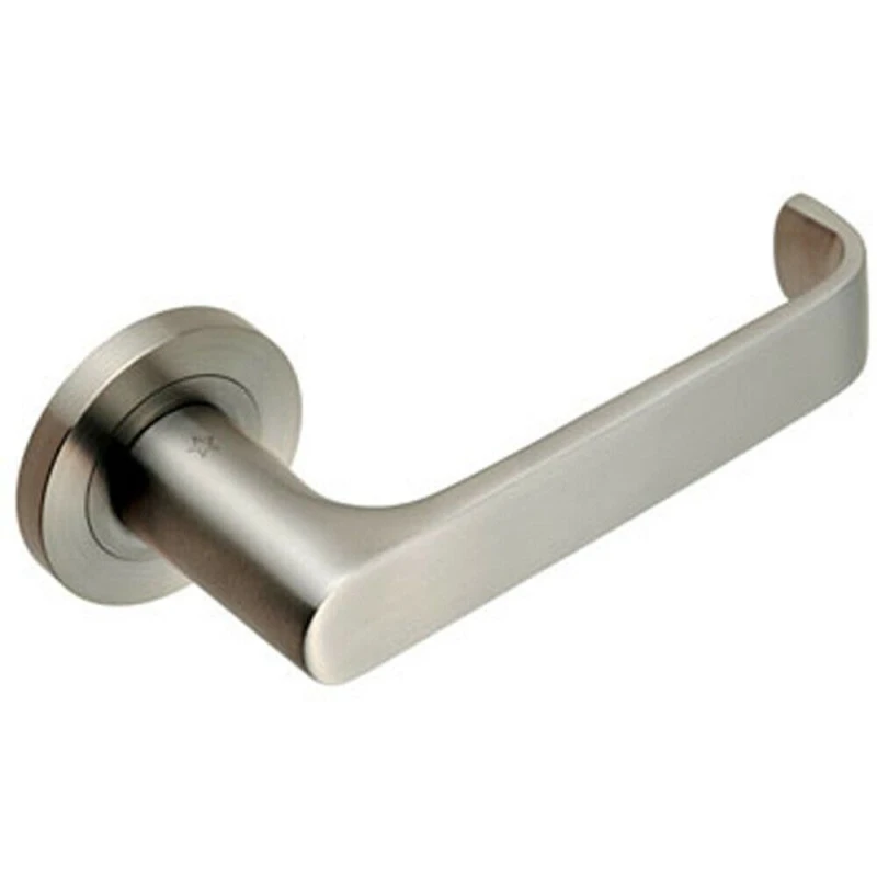 Image of Loops PAIR Straight Bold Faced Safety Handle Concealed Fix Round Rose Satin Steel Metallics