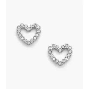 Image of Fossil Womens Open Heart Stainless Steel Earrings - Silver