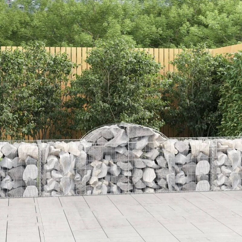 Image of vidaXL Arched Gabion Baskets 15 pcs 200x50x60/80cm Galvanised Iron, Silver 3146291