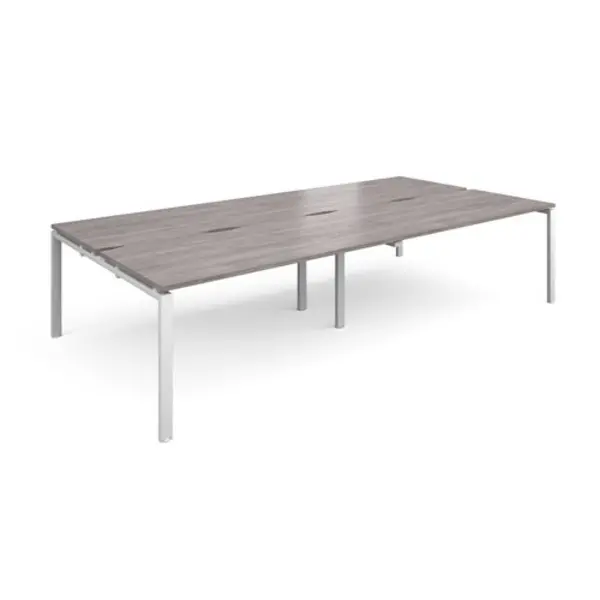 Image of Adapt Adapt sliding top double back to back desks 3200mm x 1600mm - white frame, grey oak top STE3216-WH-GO