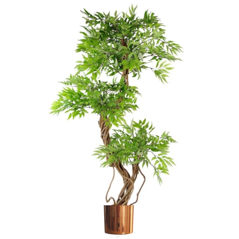 Image of Leaf 140cm Leaf Realistic Artificial Japanese Fruticosa Ficus Tree, Green Copper Green