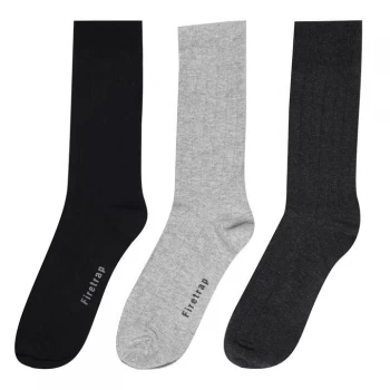 Image of Firetrap 3 Pack Ribbed Socks Mens - Black/Grey