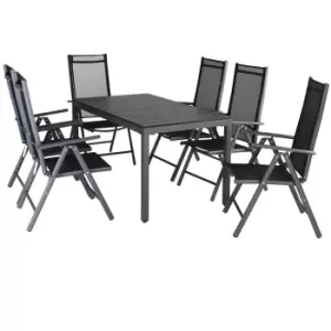 Image of 6 Seat Garden Table and Chairs Bern Anthracite Alu WPC Table Top