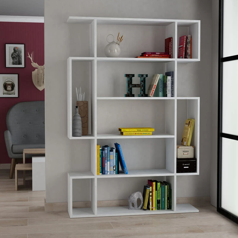 Image of DECORTIE Decortie Mito Modern Bookcase Display Unit Tall 161cm - White M.KT.02.13160.4