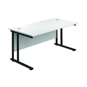 Image of Jemini Rectangular Double Upright Cantilever Desk 1600x800mm White/Black KF820185