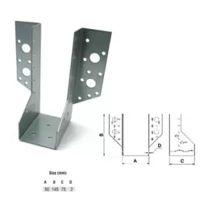 Image of Jiffy Timber Joist Hangers Decking Lofts Roofing Zinc Packs - Size 50x145x75x2mm - Pack of 5