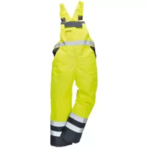 Image of Portwest Unisex Contrast Hi Vis Bib And Brace Coveralls - Unlined (S488) / Workwear (2XL) (Yellow/ Navy) - Yellow/ Navy