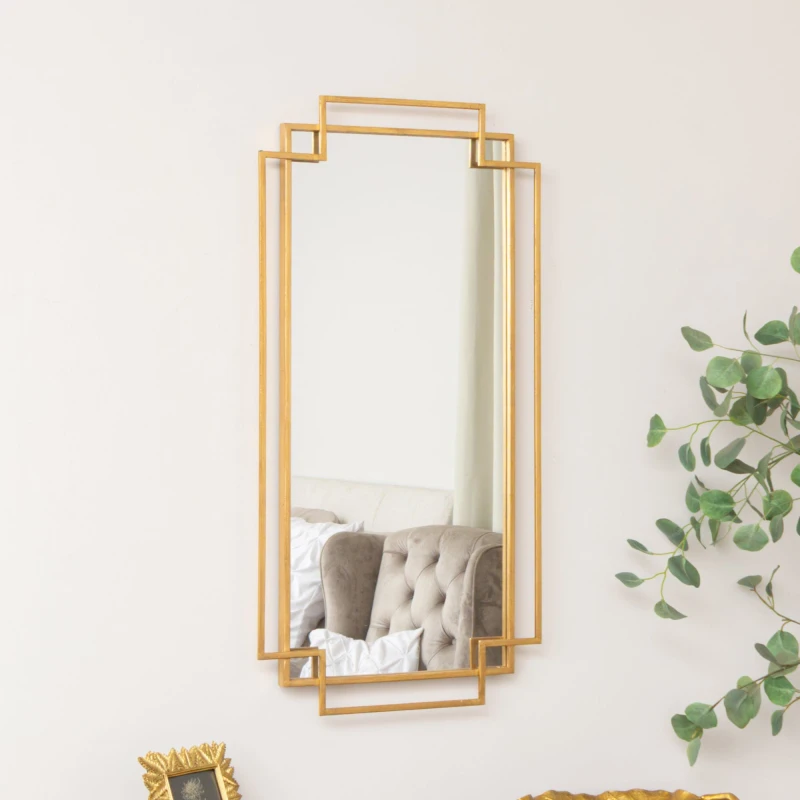 Image of Melody Maison Gold Foiled Wall Mirror 94cm X 48cm Metallic Gold