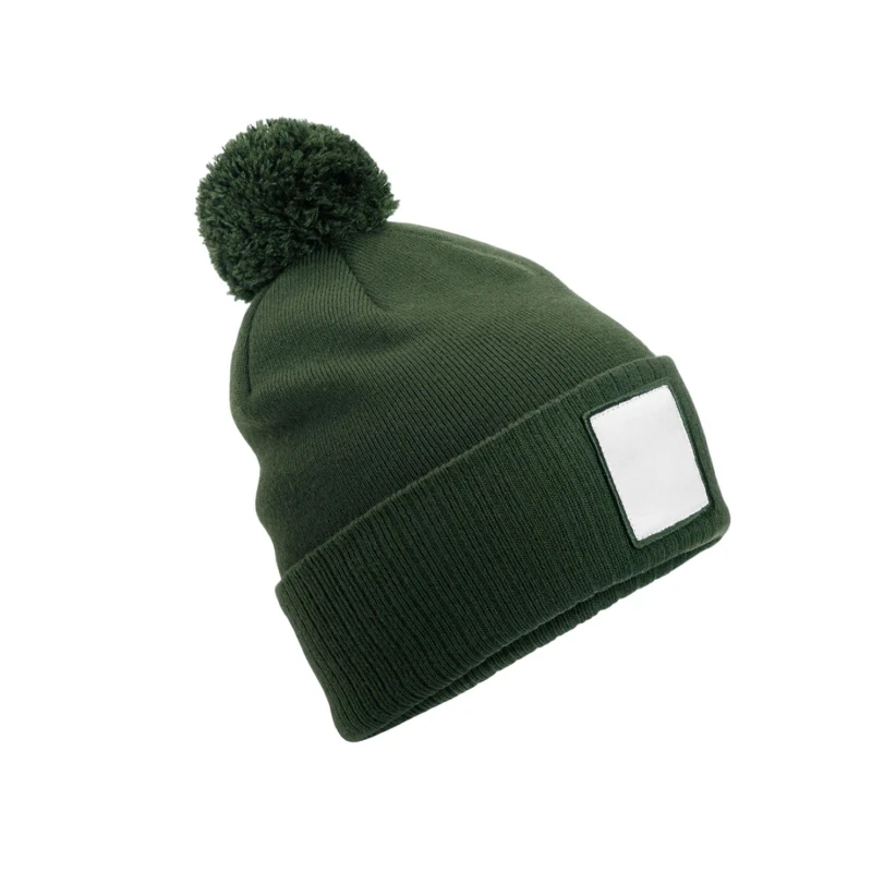 Image of Beechfield Beechfield Men Pom Pom Beanie in Dark Olive Dark Olive One Size Male 5063574673846