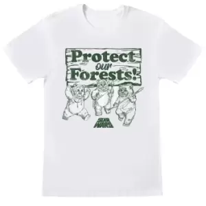 Image of Star Wars Mens Protect Our Forests Ewok T-Shirt (XXL) (White)