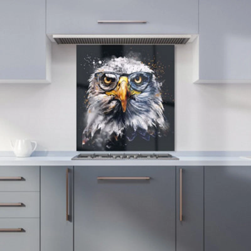 Image of Warren Reed - Designer Eagle In Glasses Splashart Kitchen Splashback W600Mm X H650Mm, Multi WR00902-P451