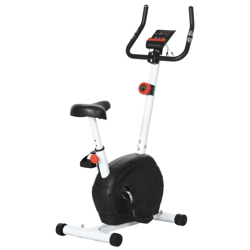 Image of SPORTNOW Magnetic Exercise Bike with 8-Level Resistance and Wheels - White TJ Hughes 5056725595159