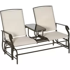 Image of 2 Seater Rocker Double Rocking Chair Lounger Outdoor Garden Furniture - Brown - Outsunny