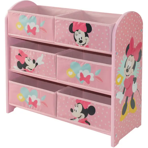 Image of Disney Minnie Mouse Storage Unit with 6 Storage Boxes for Kids, W63.5 x D25 x H60cm - Light pink - Disney 520870-02-01