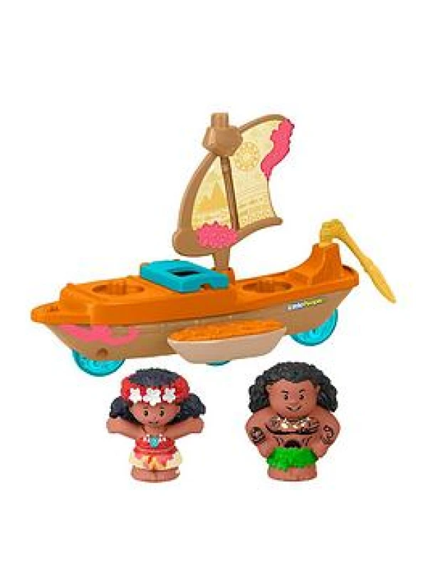Image of Little People Disney Princess Moana & Maui's Canoe Sail Boat with Figures