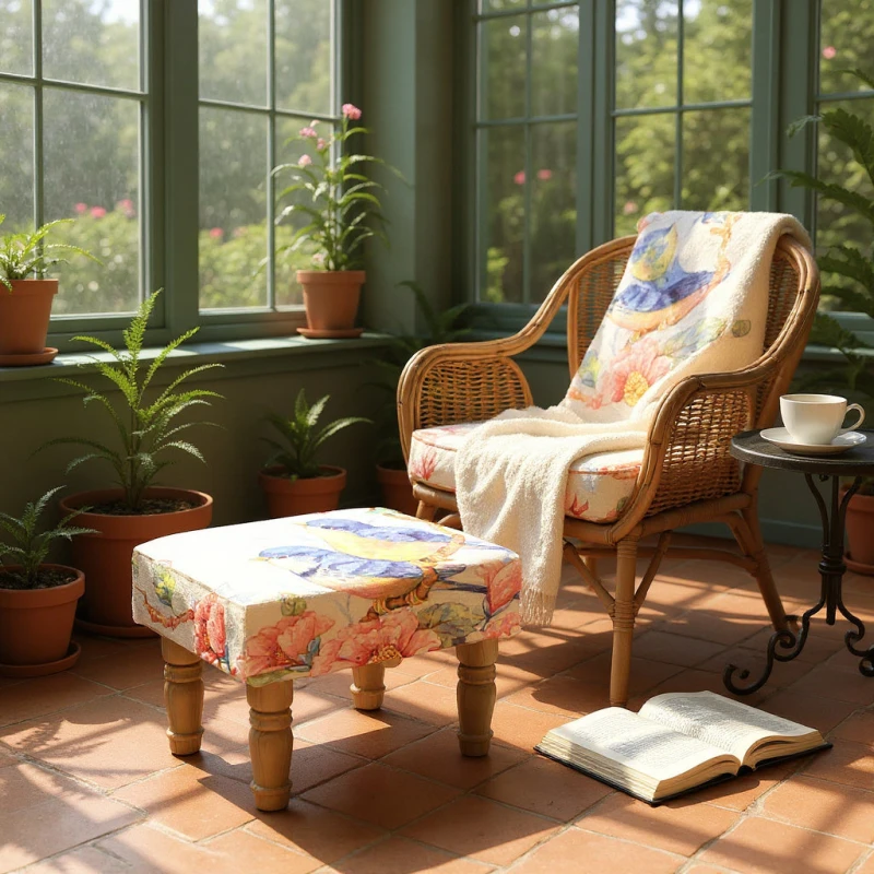 Image of Bird Footstool With Wooden Legs